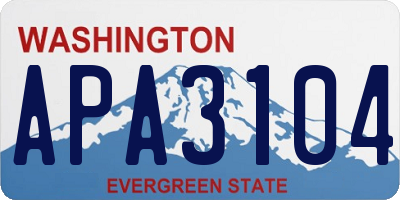 WA license plate APA3104