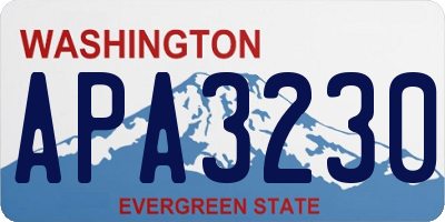 WA license plate APA3230