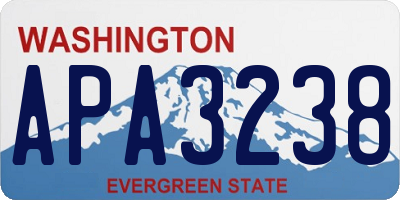 WA license plate APA3238