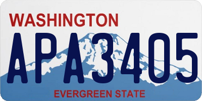 WA license plate APA3405