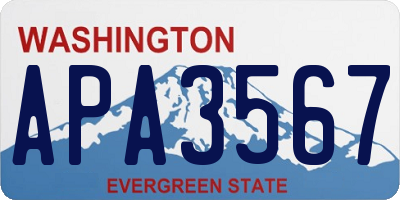 WA license plate APA3567