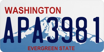 WA license plate APA3981