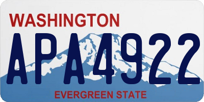 WA license plate APA4922