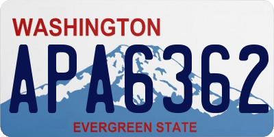 WA license plate APA6362