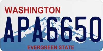 WA license plate APA6650