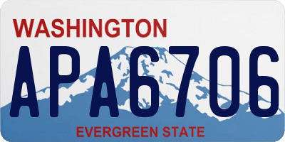 WA license plate APA6706