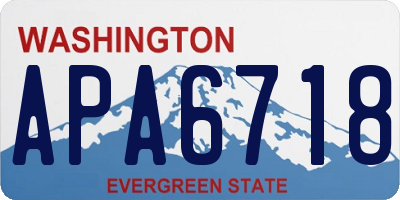 WA license plate APA6718