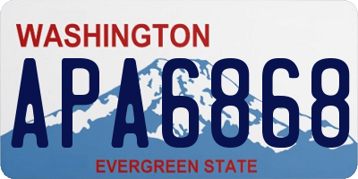 WA license plate APA6868