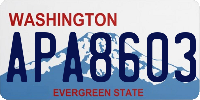 WA license plate APA8603