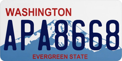 WA license plate APA8668
