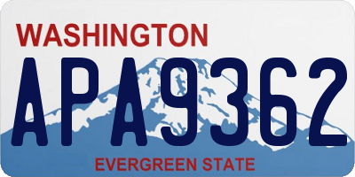WA license plate APA9362