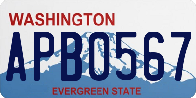 WA license plate APB0567