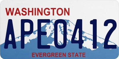 WA license plate APE0412