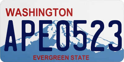 WA license plate APE0523