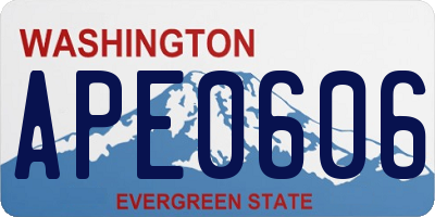 WA license plate APE0606