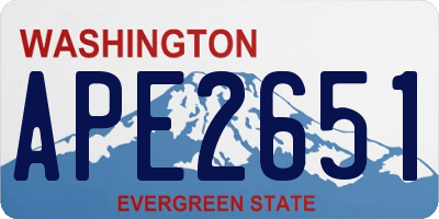 WA license plate APE2651