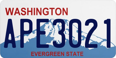 WA license plate APE3021