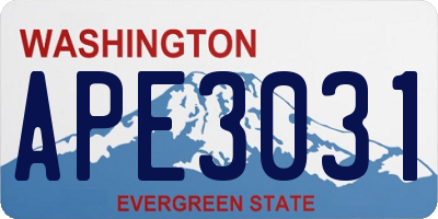 WA license plate APE3031