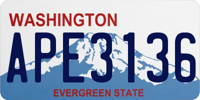 WA license plate APE3136