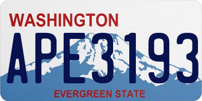 WA license plate APE3193
