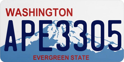 WA license plate APE3305