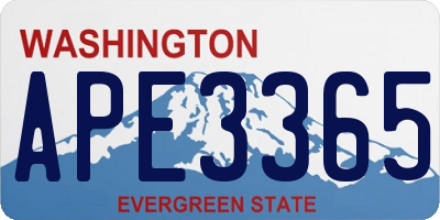 WA license plate APE3365