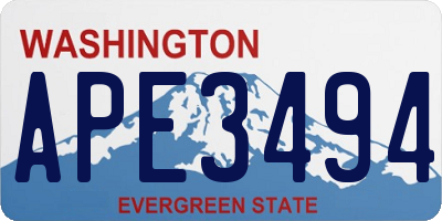WA license plate APE3494
