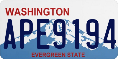 WA license plate APE9194