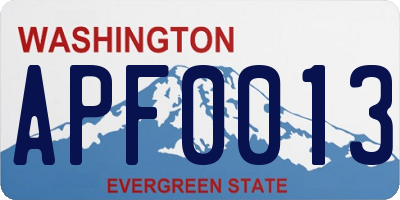 WA license plate APF0013