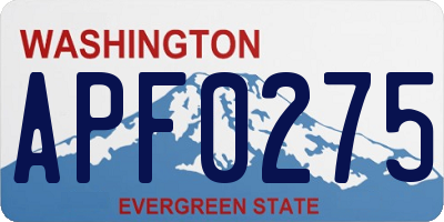 WA license plate APF0275