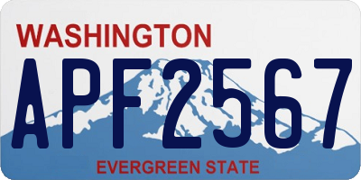 WA license plate APF2567