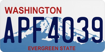 WA license plate APF4039