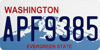 WA license plate APF9385