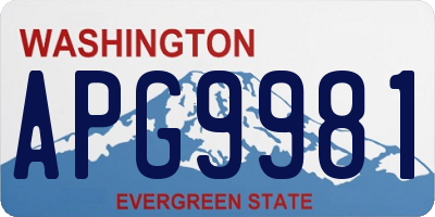 WA license plate APG9981