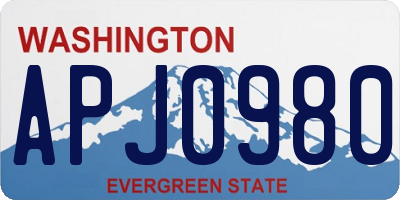 WA license plate APJ0980