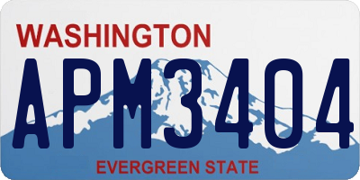 WA license plate APM3404