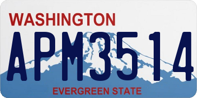 WA license plate APM3514