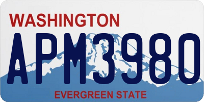 WA license plate APM3980