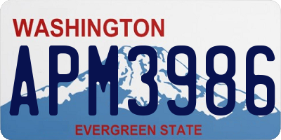 WA license plate APM3986