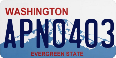WA license plate APN0403