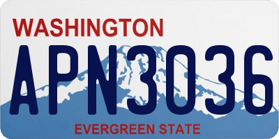 WA license plate APN3036