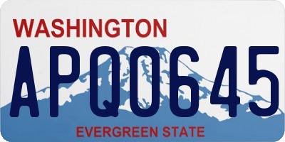 WA license plate APQ0645