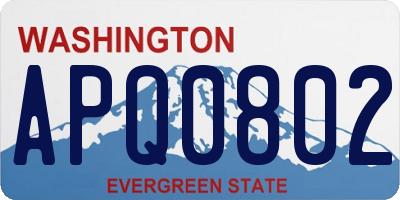 WA license plate APQ0802