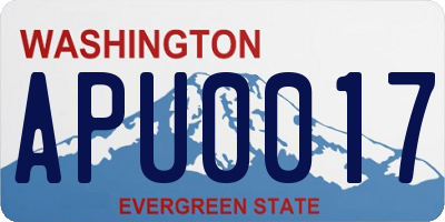 WA license plate APU0017