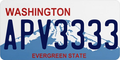 WA license plate APV3333