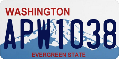 WA license plate APW1038