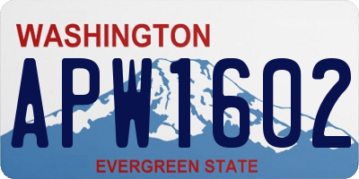 WA license plate APW1602