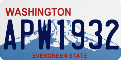 WA license plate APW1932