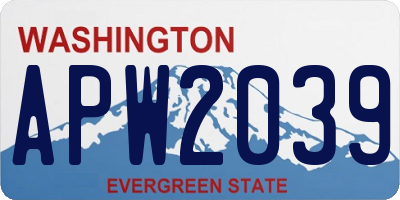WA license plate APW2039