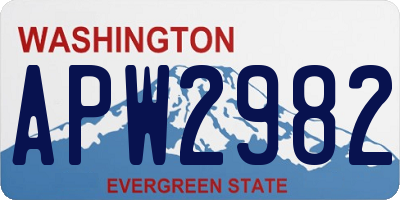 WA license plate APW2982